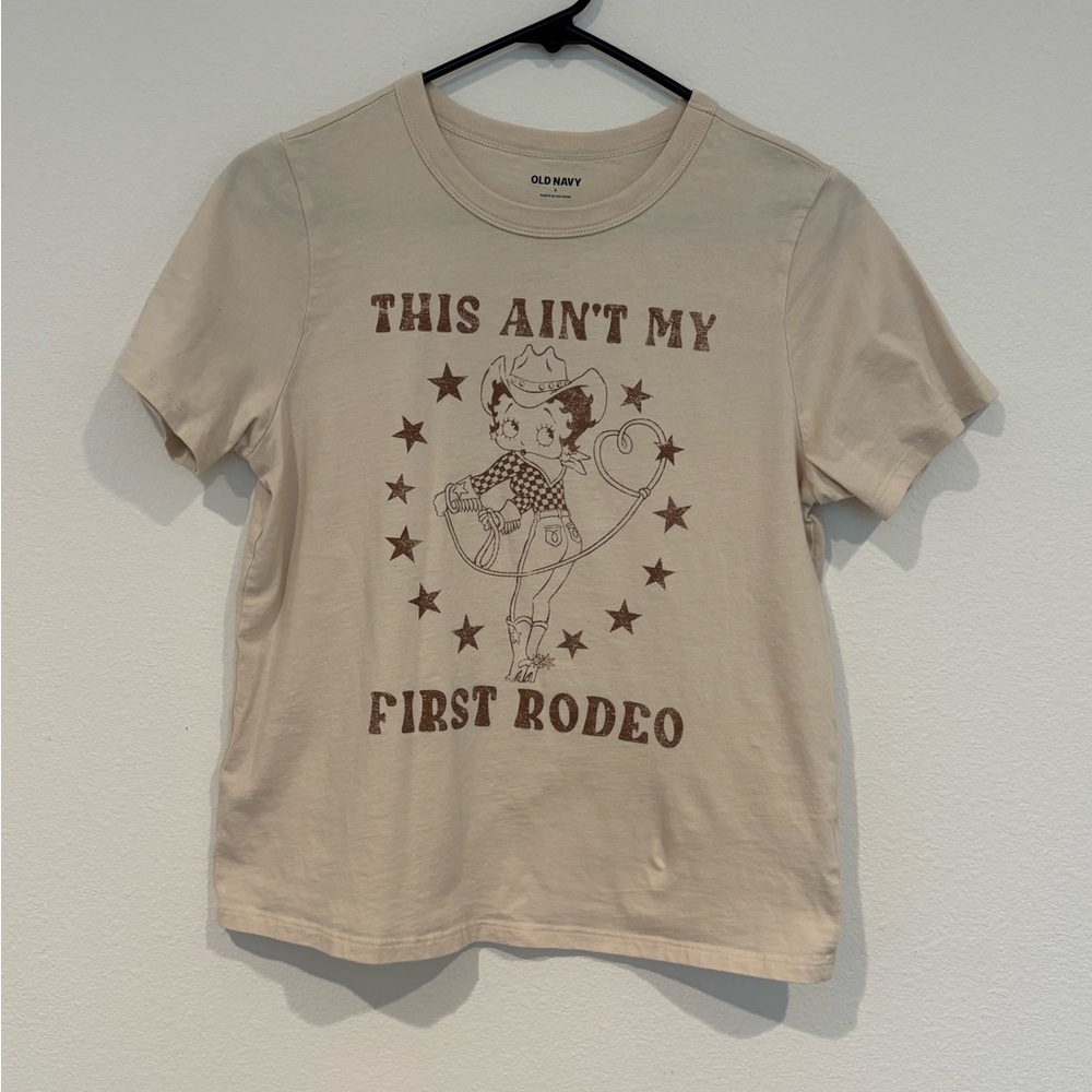 Old Navy Beige Betty Boop ‘This Ain't My First Rodeo' Graphic T-Shirt Size Sm